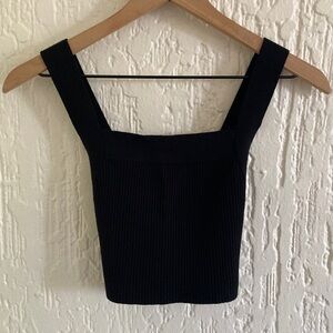 House of Harlow 1960 Black Ribbed Crisscross Crop Tank Top Size XS